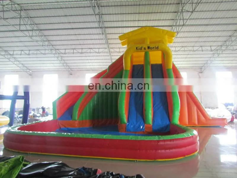 inflatable slide with pool,high quality inflatable water slide with water gun