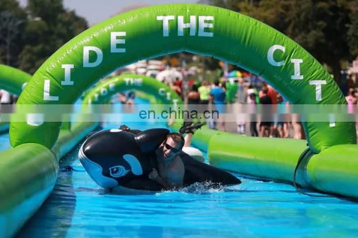 Large entertainment event street road funny inflatable long water slides