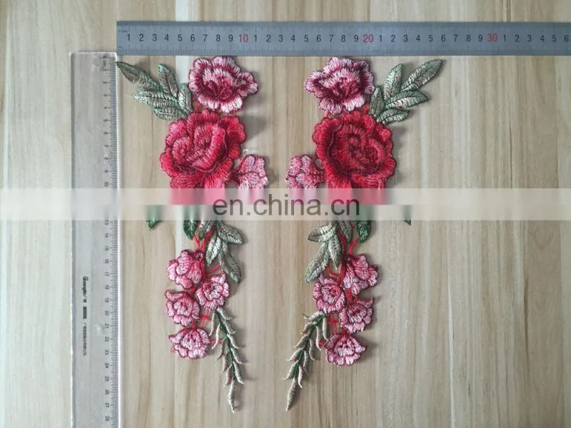 customized beautiful design organza embroidery applique for dress