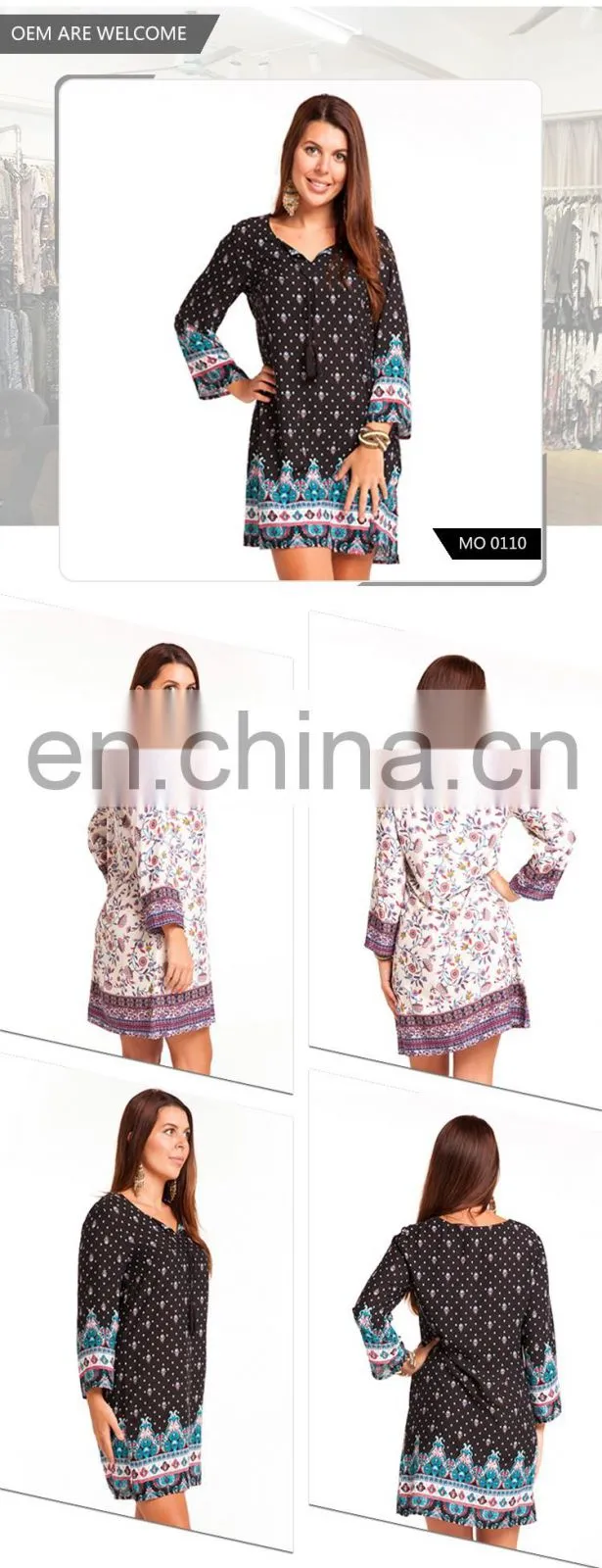 2017 Trending Hot Products Deep V Neck Flower Print Blouse