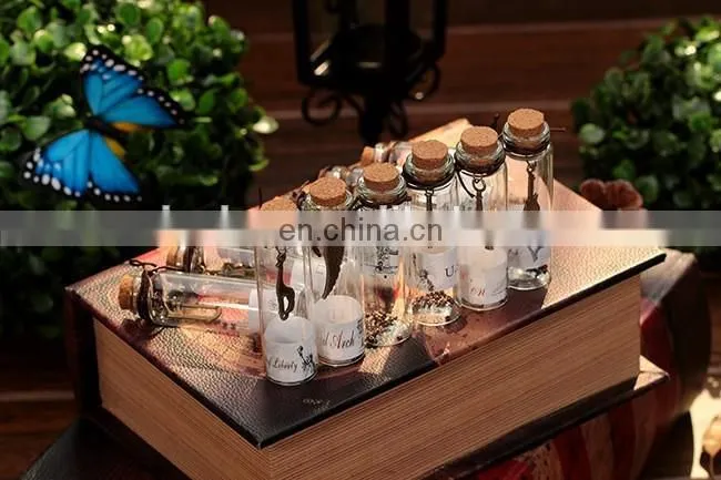 antique metal pendant charms wishing bottle cork creative mini glass bottle with charms