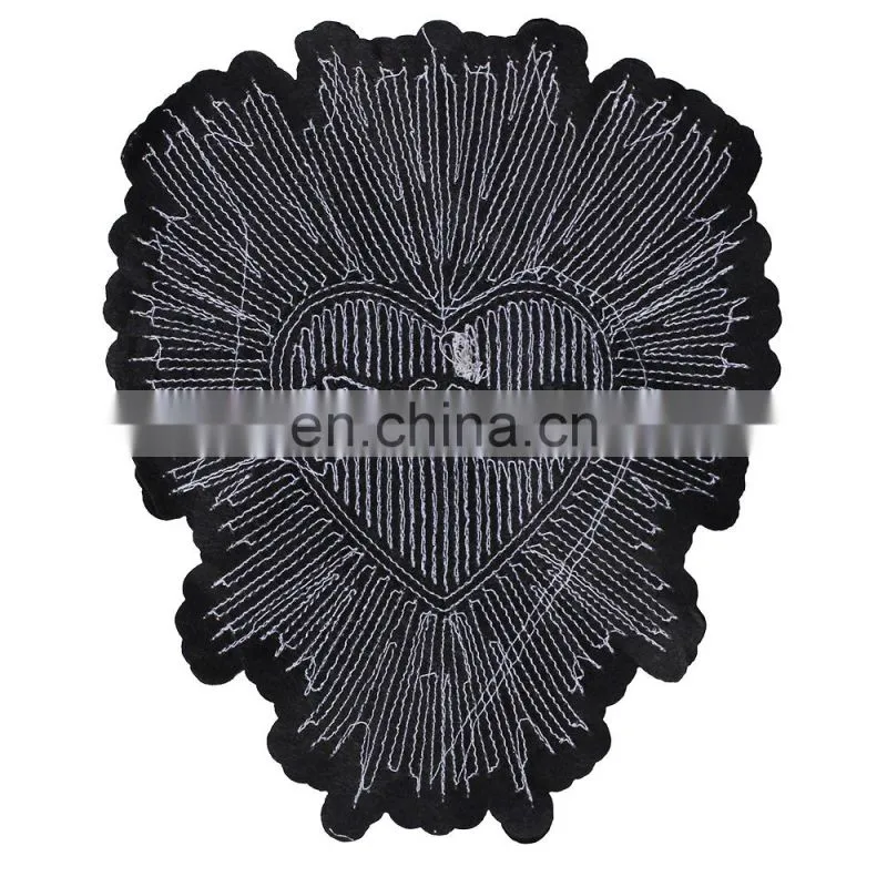 Fashion Beaded Red Gold Sequin Heart Pattern Embroidery Patches