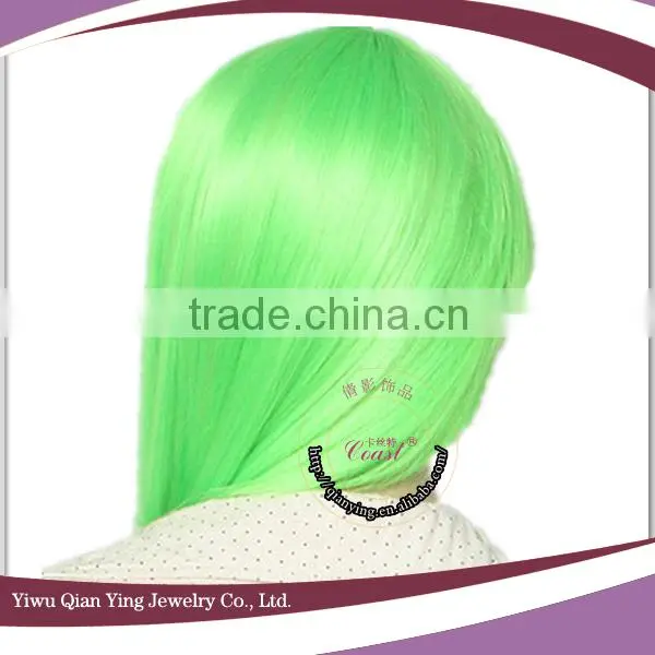 long straight fluorescent green beauty cosplay wig