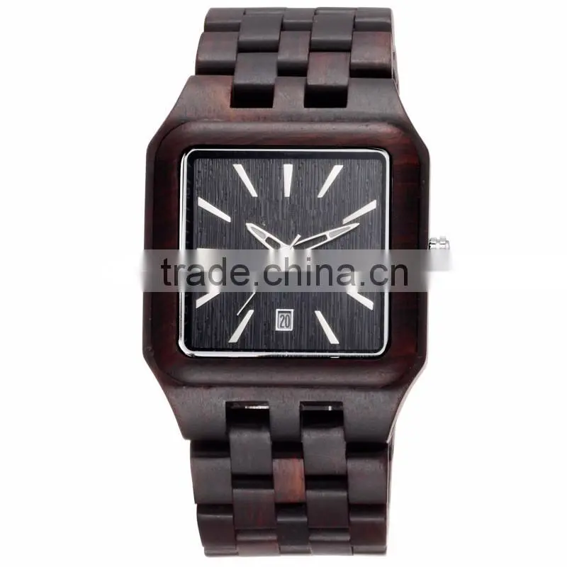 sandal wood men work luxury watch with calendar