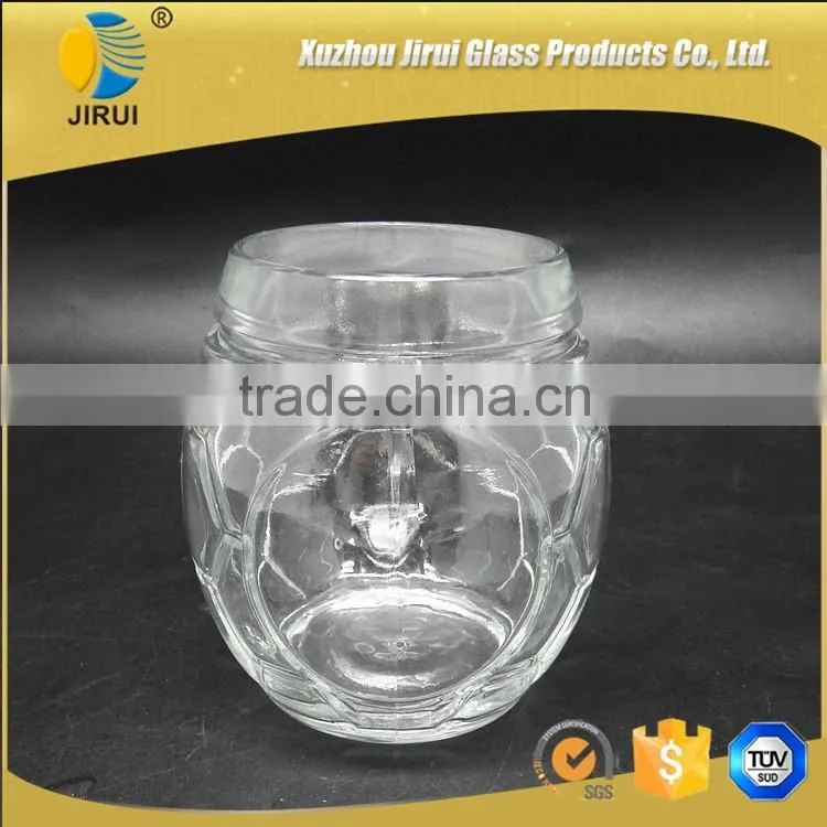 600ml Football Design Clear Glass Mason Jar