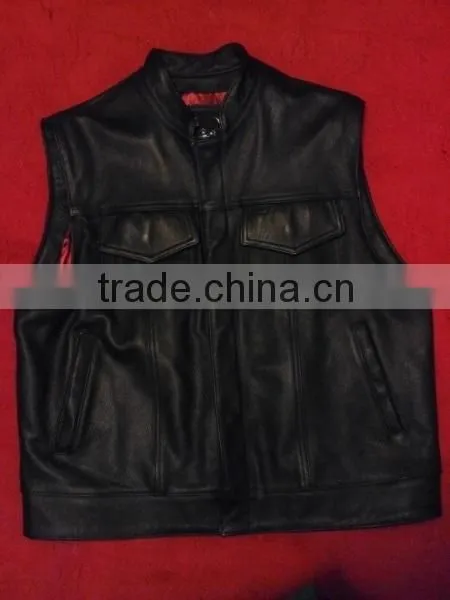 Sheep skin blue leather vests