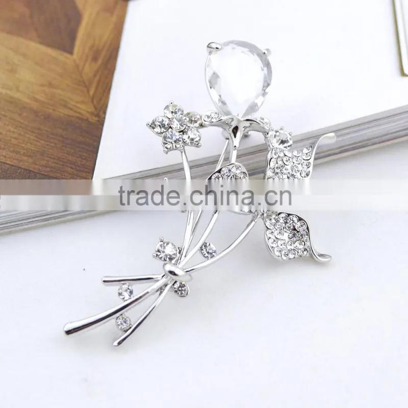Scarf Clip Jewelry Wedding Invitations Brooch Pin Crystal Flower Brooches