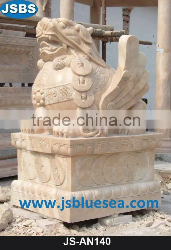 White marble sleeping lion statue