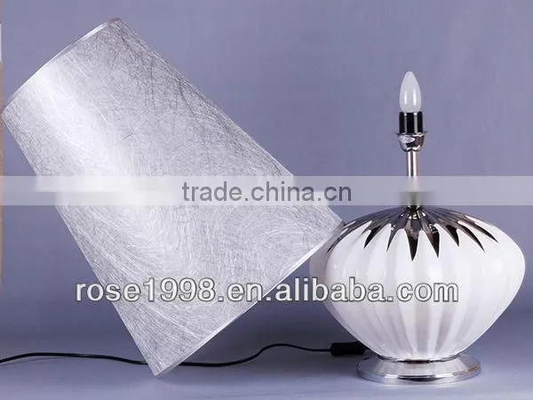 silver shade and chrome base table lamp