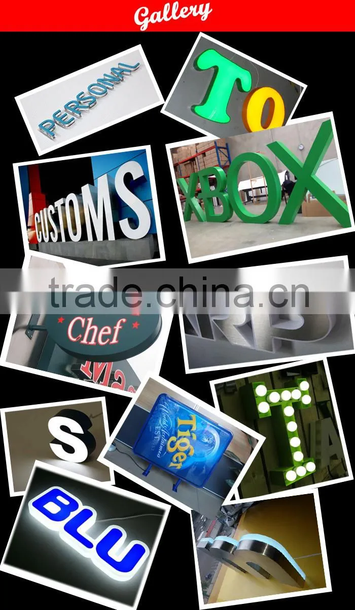 laser cutting stainless steel frame led crystal acrylic letters