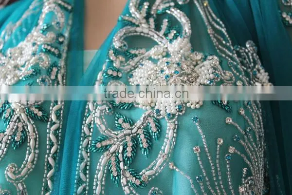 blue Indian saree with rhinestones and beads(KFT-008)