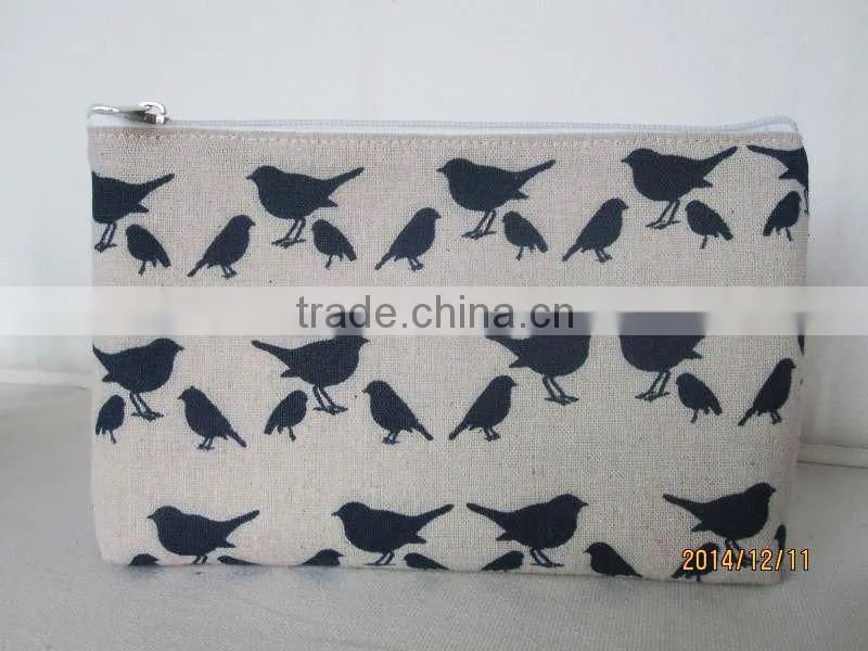 Personalized birds design jute cosmetic bags