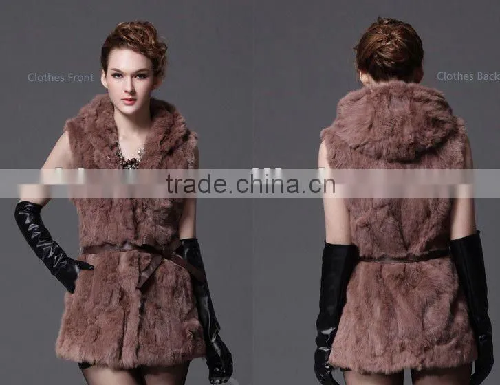 long rabbit fur vest