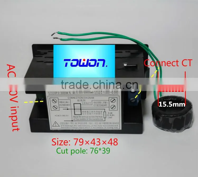 D69 Multi-functional LED display panel meter voltmeter ammeter with active and Electric energy and power factor 80-300V 0-100A