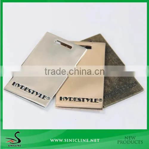 Sinicline Zinc Metal Tag With Black Paint Brand Logo For Leather Garment