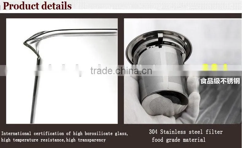 500ml Decal Glass Tea Pot with Stainless steel filter