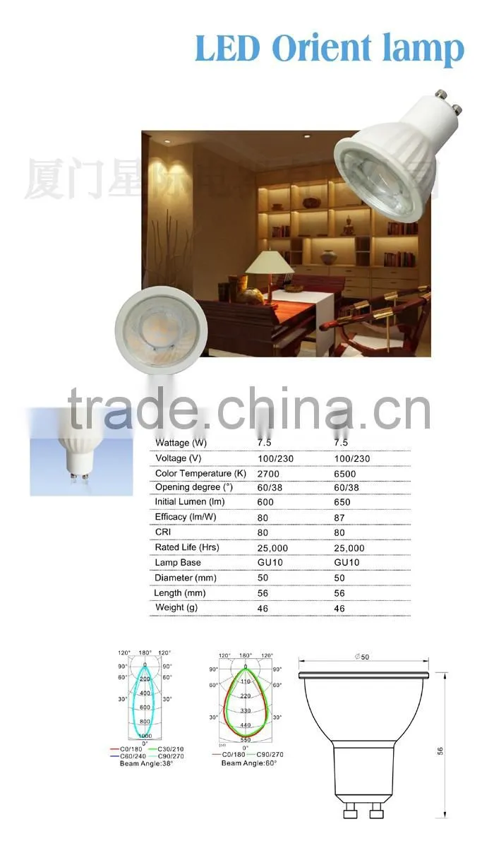 New Brightness gu10 led bulb ce rohs 7w 8w 600lm