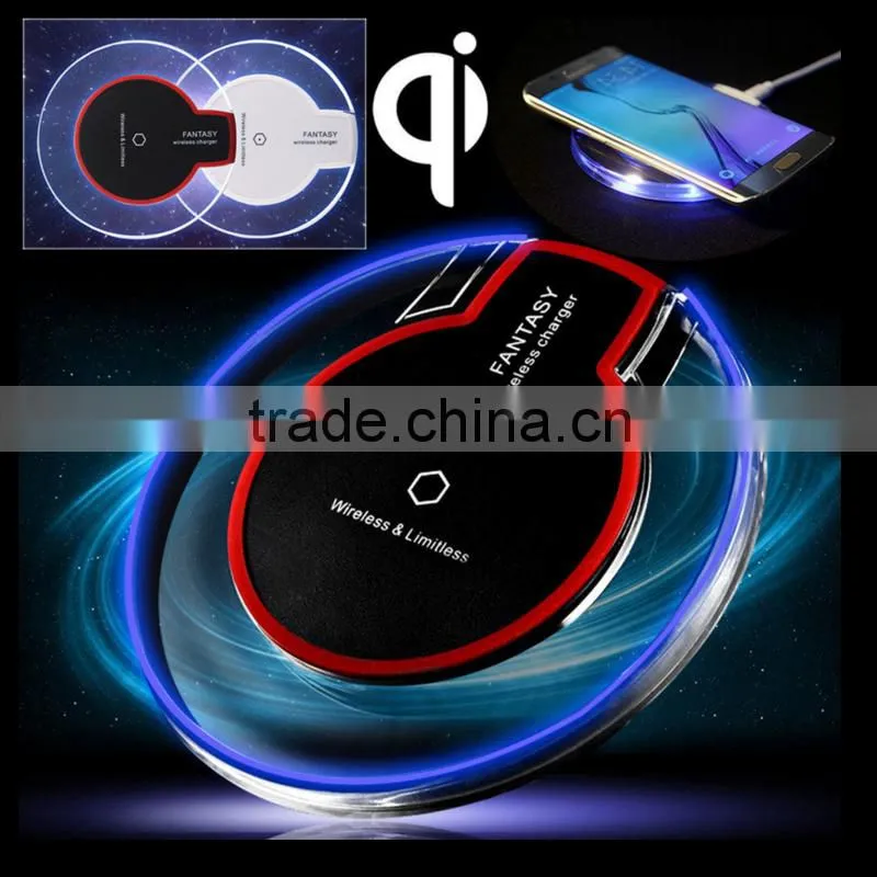 Wireless phone charger for iphone for samsung galaxy S6 Fantasy Crystal UFO Shape Charging pad with LED lighting