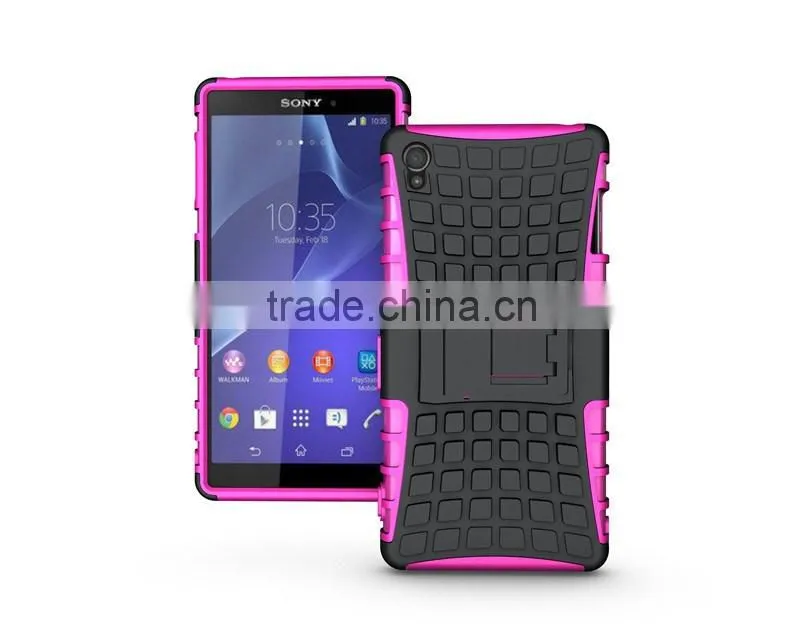 Dual Layer Tough Rugged Kickstand Hybrid Heavy Duty Armor Shockproof Case For Sony Z3