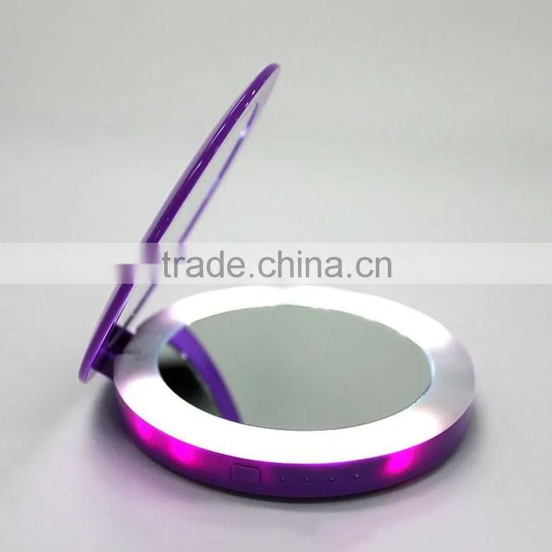 Hot sales fashion gift rohs power bank mirror 2600mah