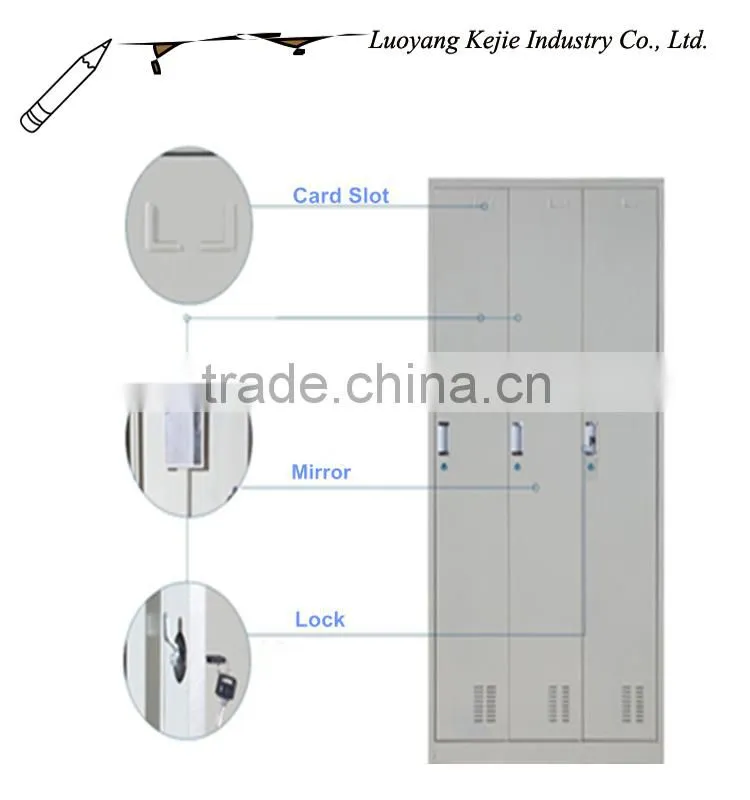 luoyang steel lockers kd steel wardrobe three door locker 3 tier environmental stainless steel locker