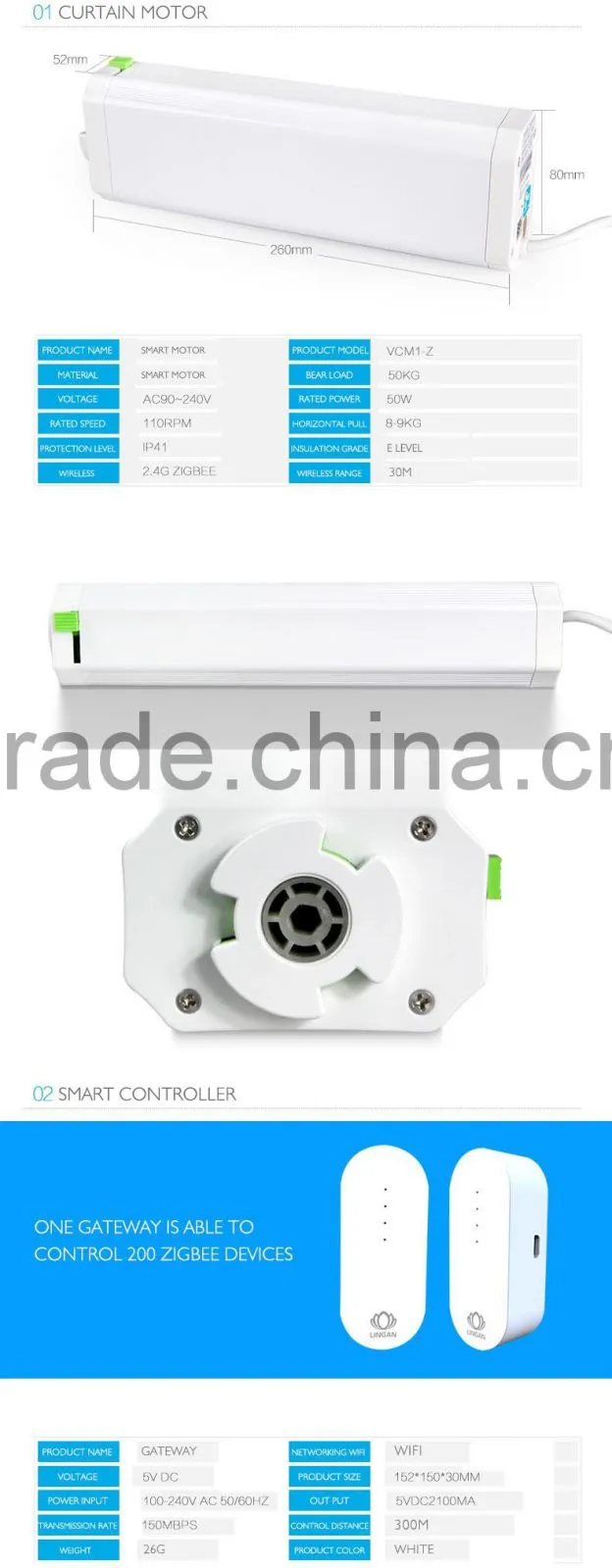 Zigbee smarthome curtain motor factory