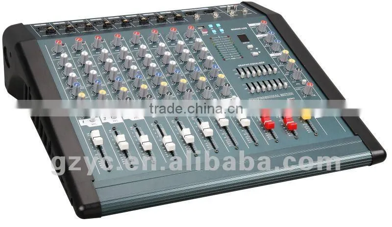 8 channel power mixer console