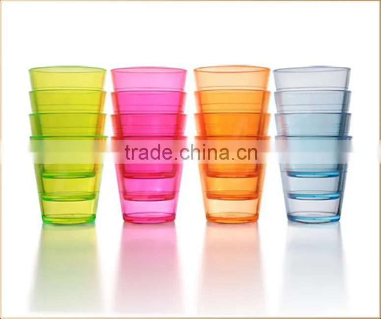 2015 Assorted colored neon disposable 1oz plastic shot glass cup for party