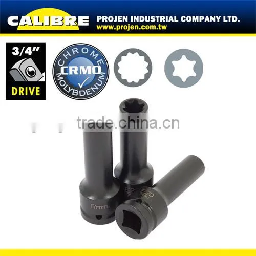 CALIBRE 6pc 12 point 3/4"Dr Star and impact Socket Set