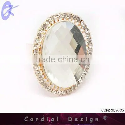 hot sale wholesale colour glass fashion rhinestone ring