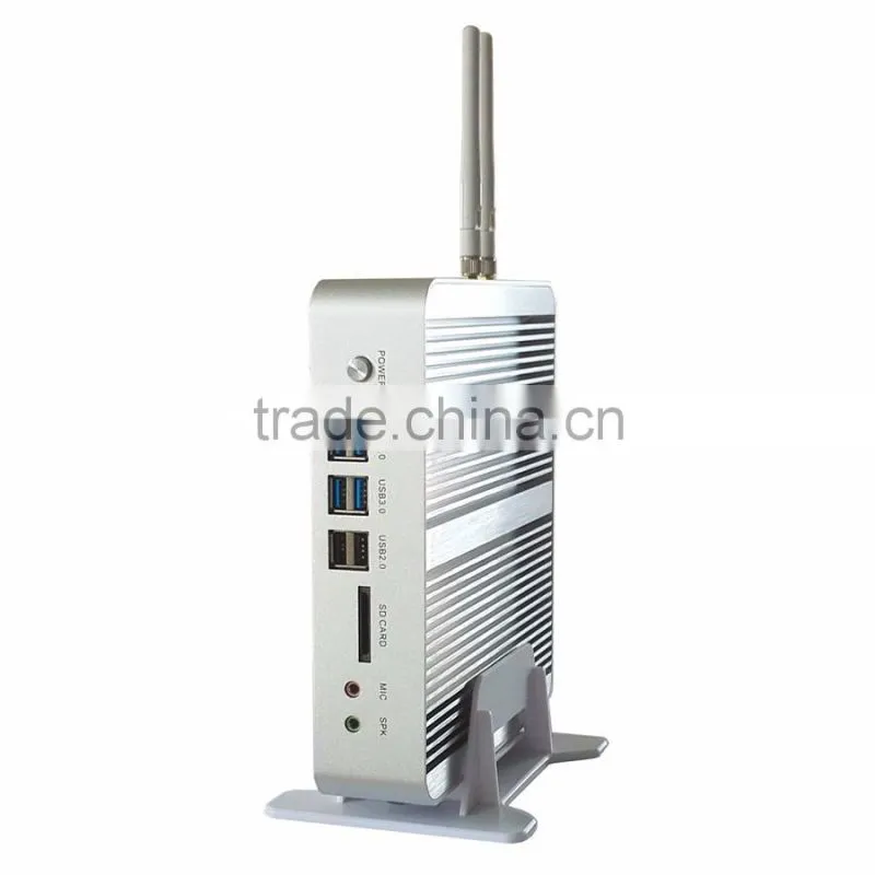 Fanless PC Intel core i5 5200U 2.2G 12V HD5500 GPU i5 good computers Linux Server WiFi HDMI support HD 4K resolution