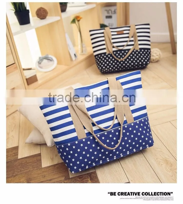 Cotton canvas beach tote bag