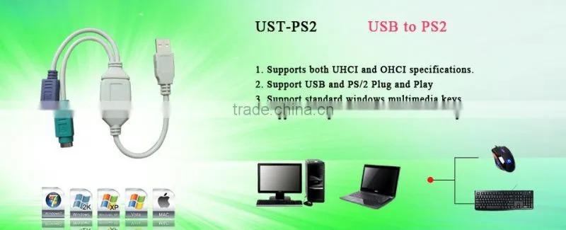 USB To PS2 Converter Cable Adapter For Mouse Keyboard