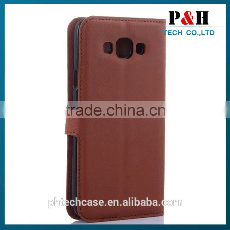 Case For Samsung Galaxy E7 Leather Stand Pouch With 2 Card Slots/Magnetic Snap