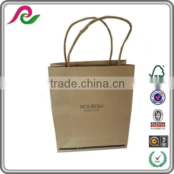 Hand length Handle Kraft Recyclable Paper Bag With lamination