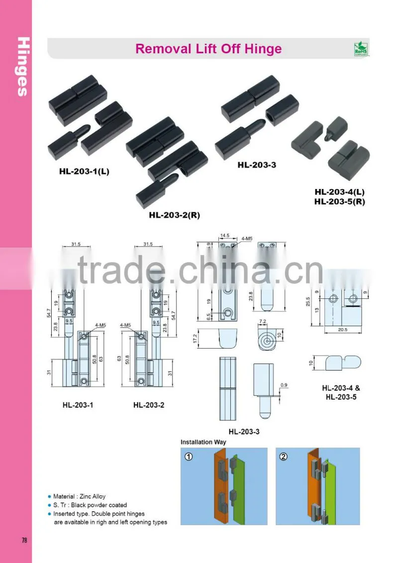 HL-203-1 machine industrial cabinet lift off removable hinge