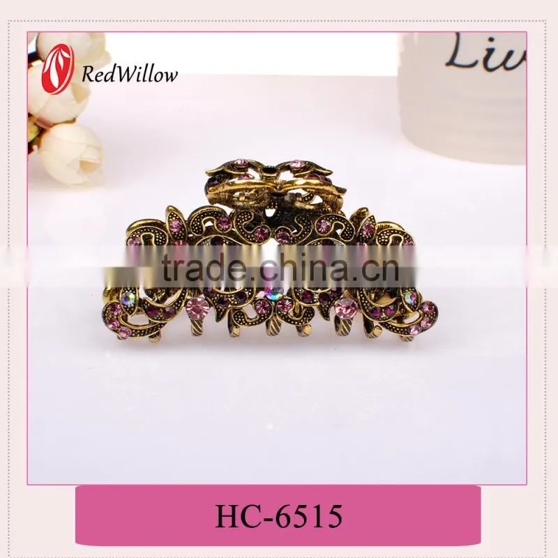 China wholesale high quality crystal flower hair ornaments claw