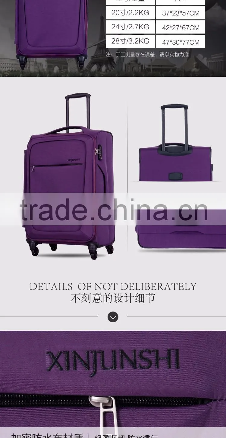 lightness fabric elastic material and leisure bag with caster wheels suitcase