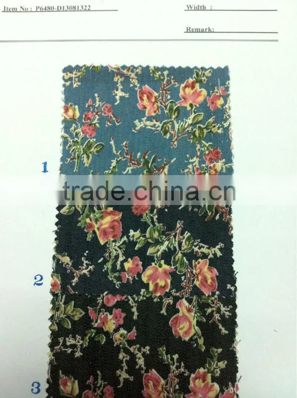 cotton spandex denim printed fabric:P6480-D13081322