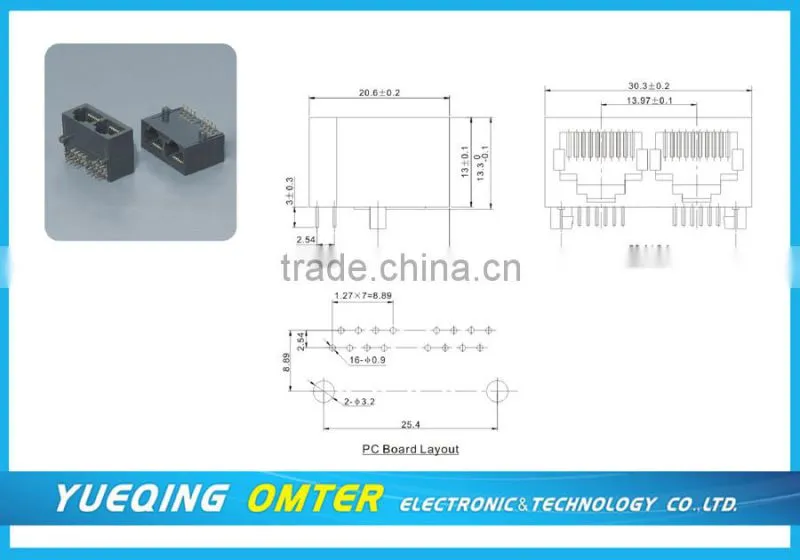 PCB Modular Jack with Dust Proof Shutter Surlink