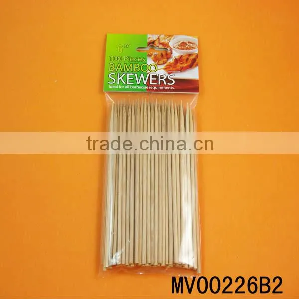 6" 100PCS Carbonize Bamboo Skewer