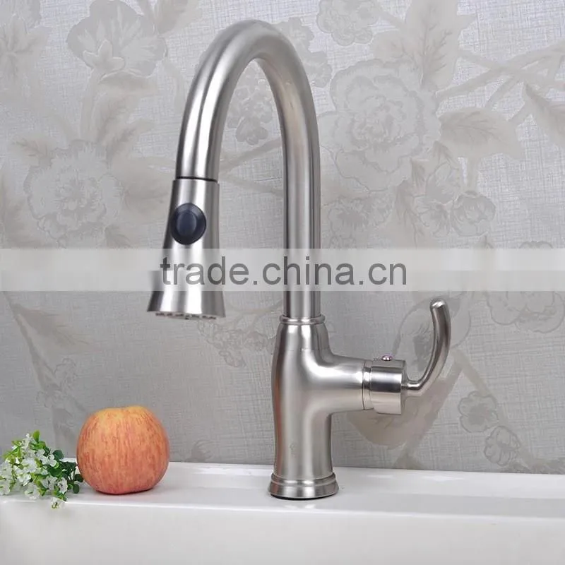 Brushed Nickel Commercial American Style Pull Down Kitchen Faucet 14107-BN