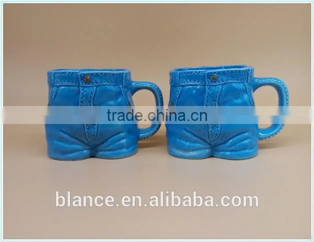 ceramic jeans mug in blue jeans design coffee cup