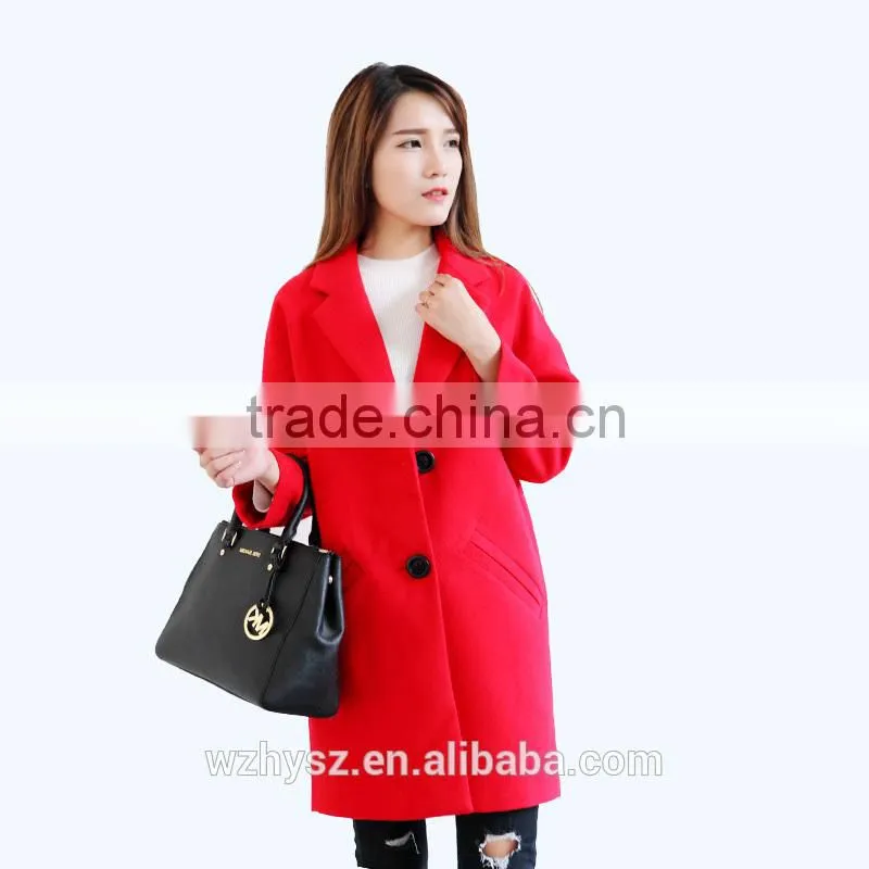 2015 Autumn Winter woolen garment customized woman's wear fashion maxi long coats wholesale parkas outwear ankle pocket