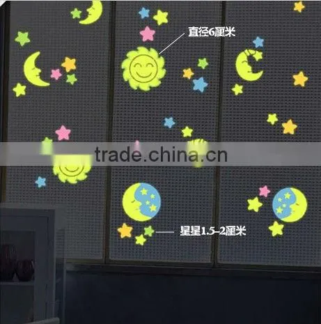 sun shape glow in dark sticker