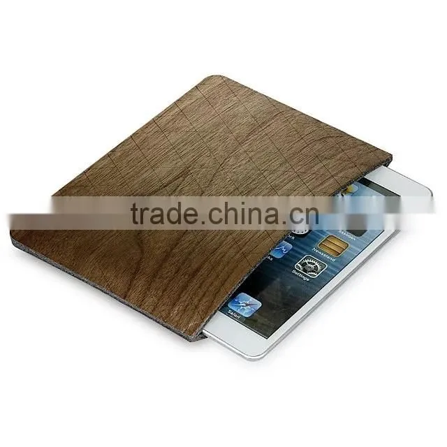 New arrival 2016 for mini iPad wood design leather sleeve bag case super slim carrying bag