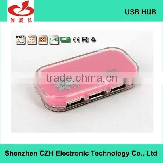 Colorful usb por hub, Plastic casing 4 port usb 2.0 hub