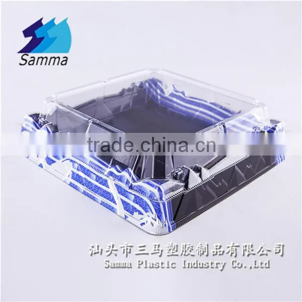 KW-0011FG-B Printed Plastic Container,Container with Transparent Cover, Food Plastic Container