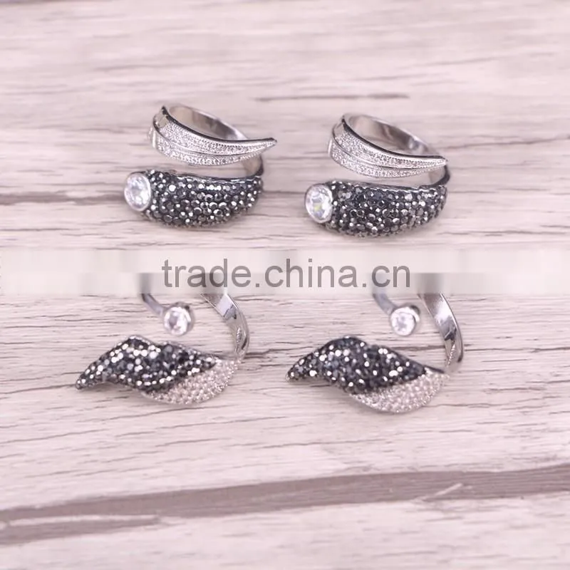 New Style Dark Silver Plated Ring for Women with Crystal Zircon Paved Gemstone Jewelry