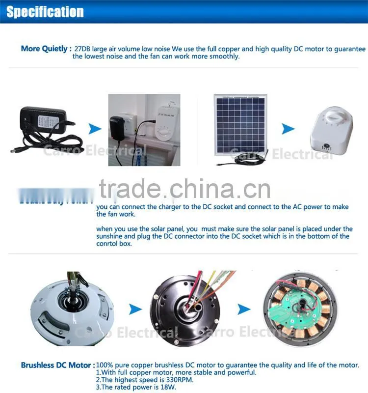 powerful 22W ac dc doubel use dc ceiling fans solar power DC ceiling fan